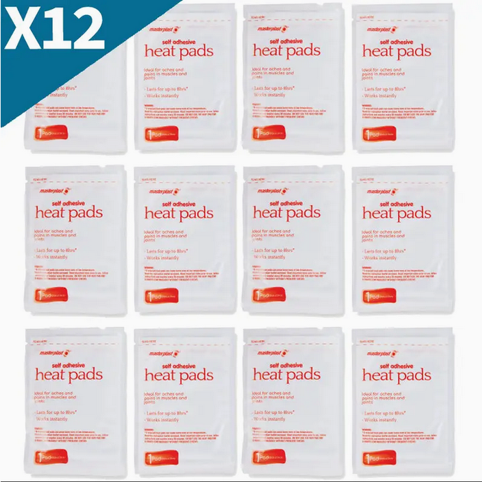 12 x Masterplast Self Adhesive Heat Pads Relieves Aches & Pains Muscle Joints